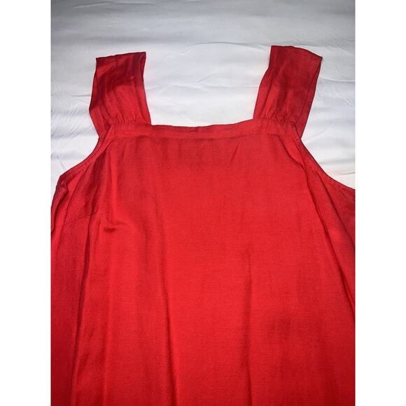 Loft Dress Size S Coral Square Neck Flounce Linen Blend Shift Sundress 542190 - Picture 3 of 14